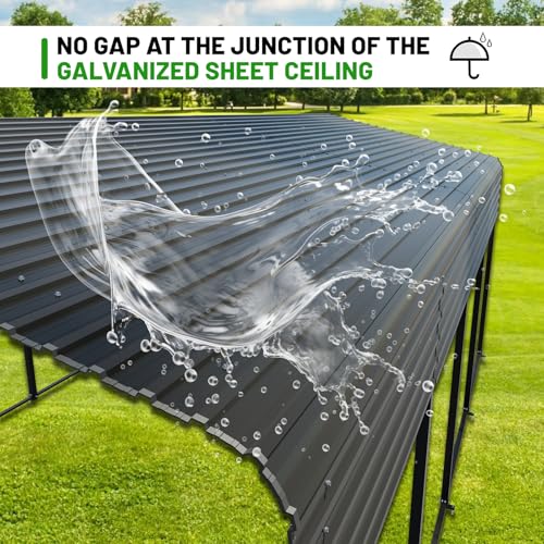 10 x 15 FT Metal Carport with Heavy Duty Galvanized Steel Roof & Durable Frame