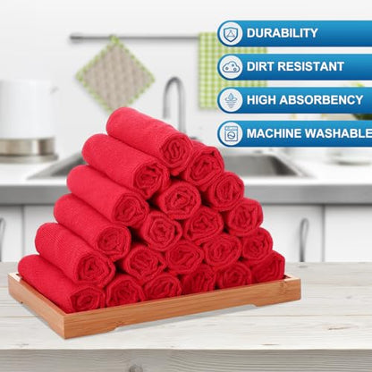 100 Pack 12'' x 12'' Microfiber Cleaning Cloths Reusable Cleaning Rags Bulk Microfiber Towels Softer Highly Absorbent Washcloths for House Kitchen Car Window