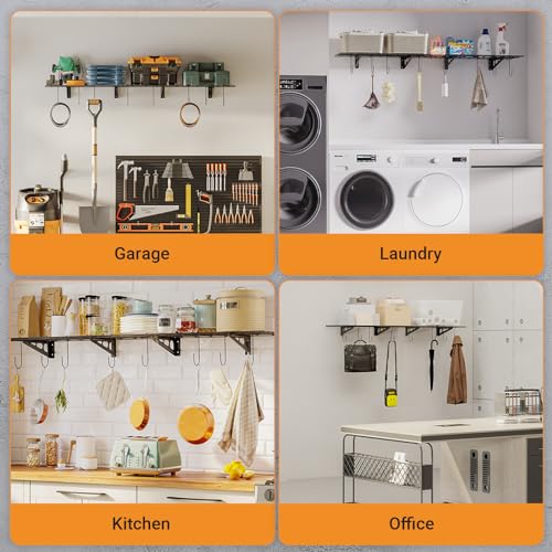 2 Pack 1x3 ft Garage Shelving with 8 Bike Hooks (2 Count)