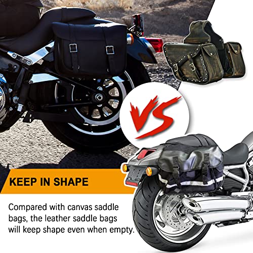 Naked Cowhide Leather Motorcycle Saddle Bags Studded Throw Over Saddlebags