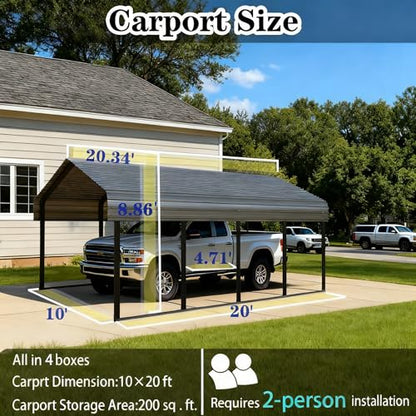 10x20 FT Heavy Duty Extra Large Metal Carport