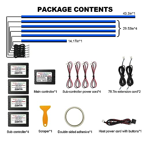 Acrylic Interior Car LED Strip Light with Wireless APP (6 Count)