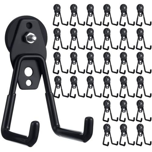 30 Pcs Large Magnetic Hooks Heavy Duty Garage Magnet Hooks Strong Storage Utility Magnetic Hangers with Anti Slip Rubber Coating for Indoor and Outdoor Hanging (30 Count)
