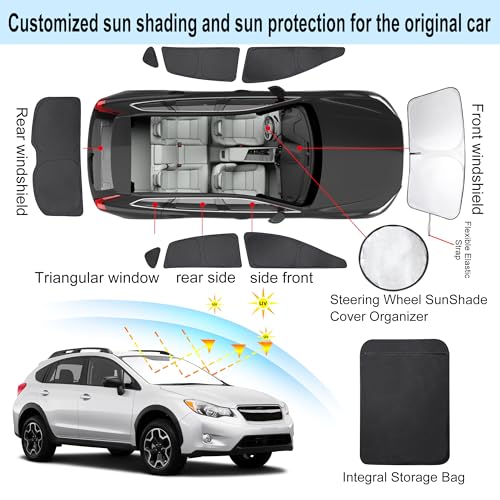 Window Shades for Subaru Crosstrek 2013 2014 2015 2016 2017 Accessorie Car Side Full Windows Rear Triangular Windshield Sun Shade Sun UV Rays & Privacy Protection for Camping (8 Count)