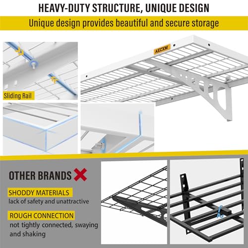 1.64x4ft 2Pack Wire Shelving Unit Heavy Duty Garage Storage Shelves Wall Mounted White 560lbs Load Capacity（20 (2 Count)