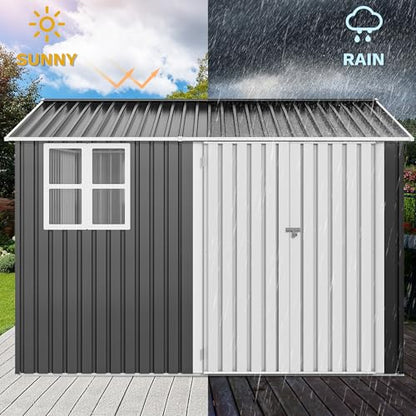 10x8ft Metal Outdoor Storage Shed with Window