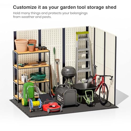 8x6 FT Resin Outdoor Storage Shed with Floor