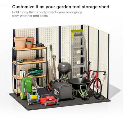 8x6 FT Resin Outdoor Storage Shed with Floor