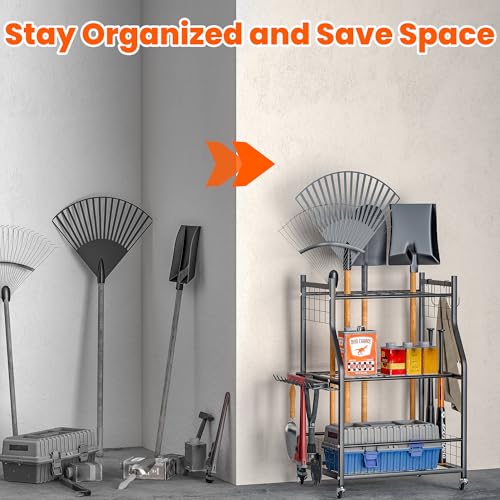 Garden Tool Organizer Yard Storage Stand for Garage w