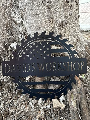 Custom American Flag Metal Shop Sign Gift for Dad