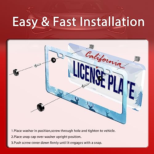 Deer License Plate Stainless Steel Car Parts Decorative 12.3"x6.3"