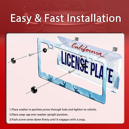 Deer License Plate Stainless Steel Car Parts Decorative 12.3"x6.3"