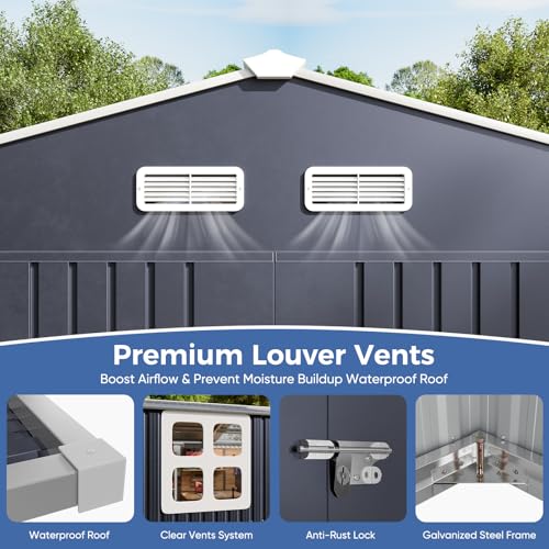 10x16 FT Metal Storage Shed with Reinforced Frame