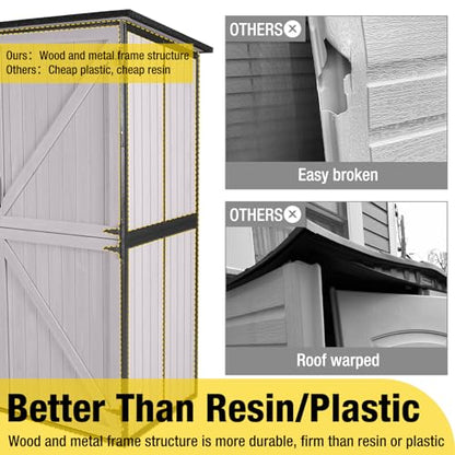 Outdoor Storage Shed Upgraded with Strong Metal Frame Garden Tool Shed Storage House Cabinet with Adjustable Shelfs and Wooden Floor 4.6 x 2.42FT