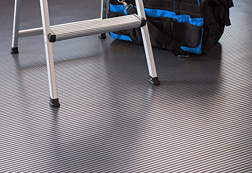 Garage Flooring 8'6" x 22' Slate Grey Ribbed Channel Vinyl Protector Mat