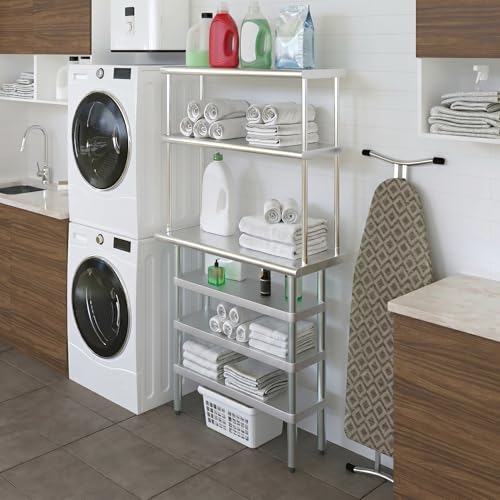 14" x 36" Stainless Steel Work Table with 3 Shelves and 12" Wide Double Tier Overshelf