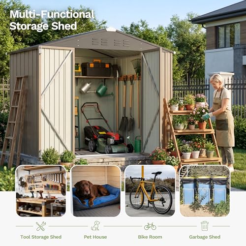 8x6 FT Outdoor Storage Shed with Floor Frame