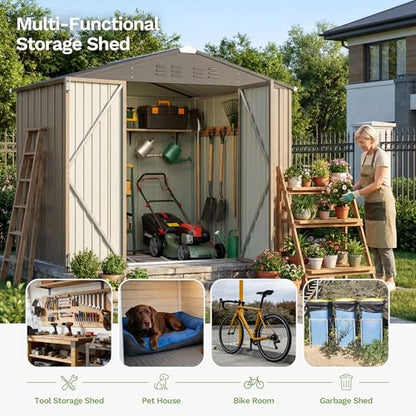 8x6 FT Outdoor Storage Shed with Floor Frame