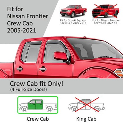 in Channel Extra Durable Rain Guards for Nissan Frontier 2005 (4 Count)