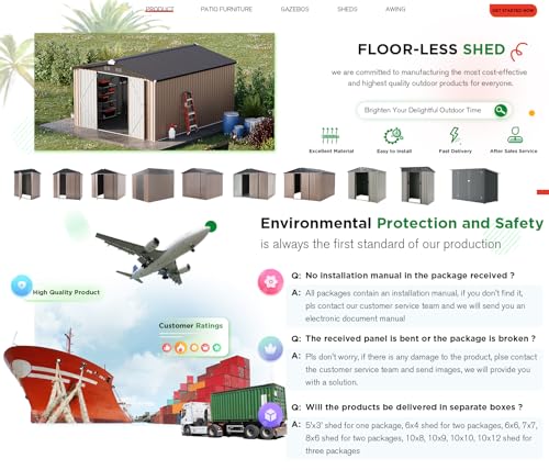 10' x 14' Large Waterproof Metal Garden Tool Shed