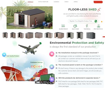 10' x 14' Large Waterproof Metal Garden Tool Shed