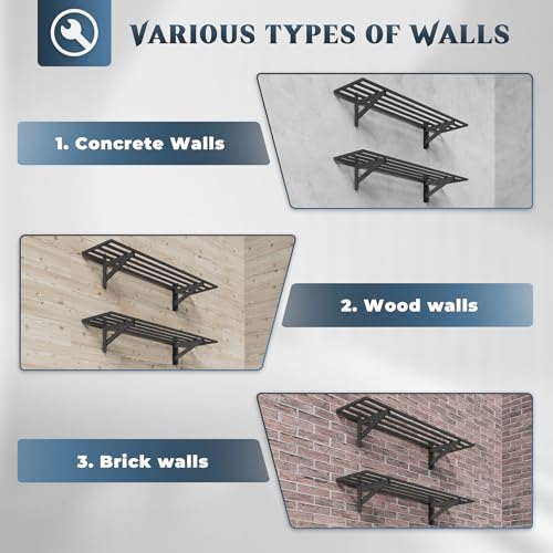 2 Pack Heavy Duty Garage Wall Shelving with 8 Hooks (2 Count)