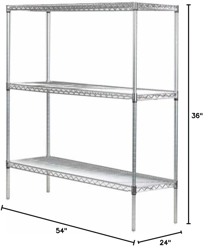 Omega 24" Deep x 54" Wide x 36" High 3 Tier Gray Starter Shelving Unit