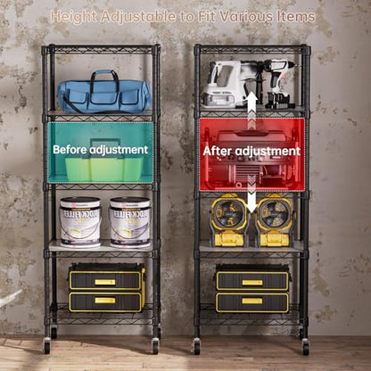 Small Wire 5 Adjustable Shelves Pantry Metal Shelf Floor Organizer
