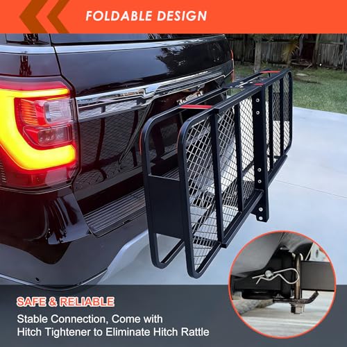Hitch Mount Cargo Carrier Rack Basket 60"*25"*6"+Waterproof Bag 25 Cu.Ft