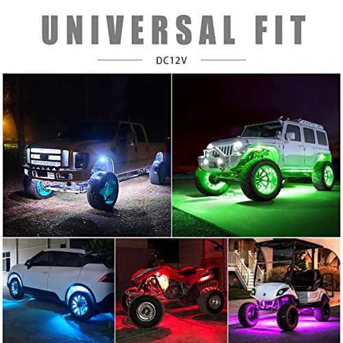 LED RGB Rock Lights for UTV ATV RZR 6 Pods with APP and Remote Control (6 Count)