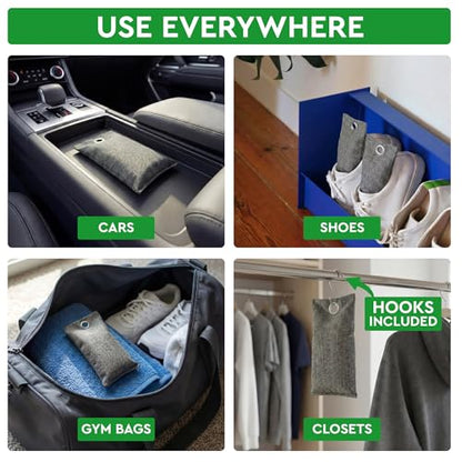 Activated Charcoal Shoe Odor Elimination Bags. Remove Strong Odors in Car (10.6 Ounce)