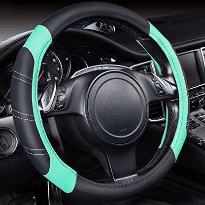 Line Rider Microfiber Leather Sporty Steering Wheel Cover Universal Fits for 95% Truck