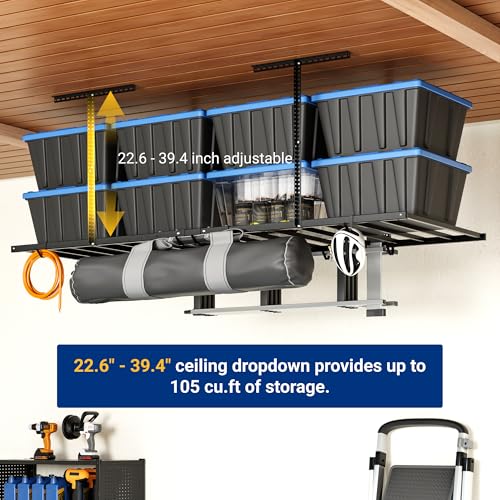4x8 Overhead Garage Storage Rack with 6 Hooks (2 Count)