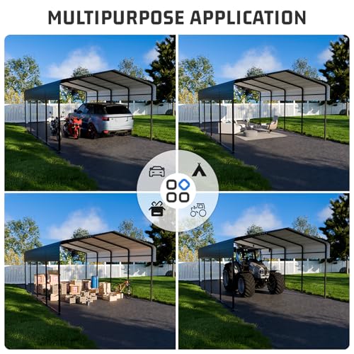12x20FT Heavy Duty Metal Carport with Canopy