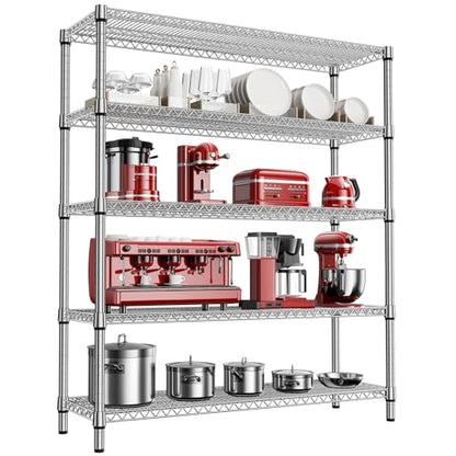 3500LBS 59" W 5 Tier Storage Shelves Rack Metal Wire Shelving Unit