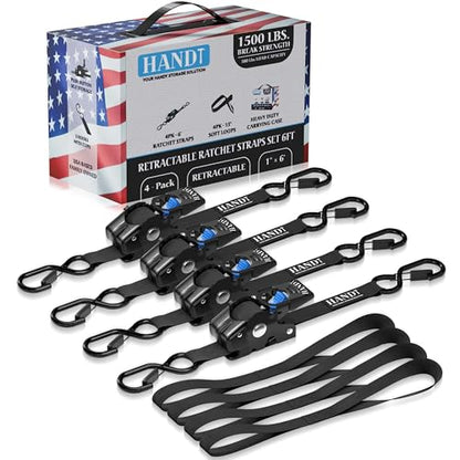 USA Based Retractable Ratchet Straps (4 Count)