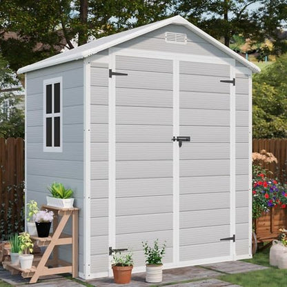 6x4 FT Resin Outdoor Storage Shed with Floor