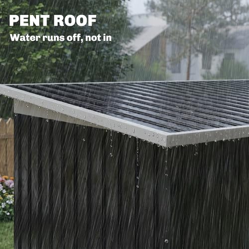 9' x 4' Outdoor Storage Shed Sloping Roof Lockable Door Gray
