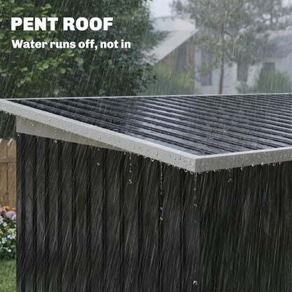9' x 4' Outdoor Storage Shed Sloping Roof Lockable Door Gray