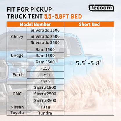 Truck Tent Waterproof Double Layer for 5.5