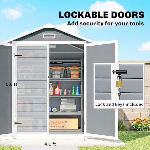 6' x 4.5' Outdoor Storage Shed Waterproof Resin with Floor Gray