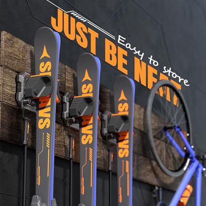 Ski & Snowboard Wall Rack for Garage Wall Fits Any Ski