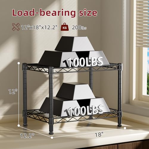 Small Wire 2 Shelves Pantry Metal Shelf Floor Organizer Under Desk