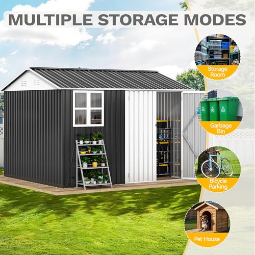 10x8ft Large Tool Storage Shed with Window