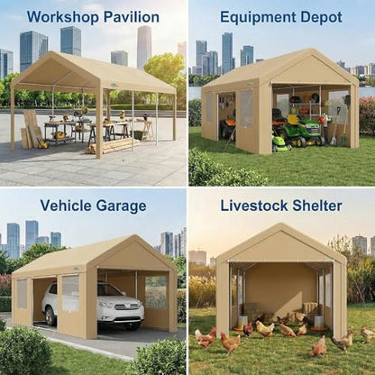 12x20 FT Heavy Duty Carport with Galvanized Frame