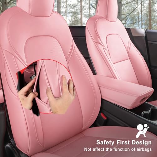 Tesla Model 3 Car Seat Covers Nappa Leather Car Interior Seat Airbag Compatible Cushion Cover Full Set Custom Fit 2023 2022 2021 2020 2019 2018