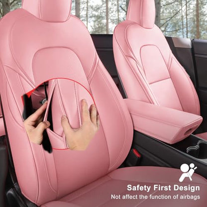 Tesla Model 3 Car Seat Covers Nappa Leather Car Interior Seat Airbag Compatible Cushion Cover Full Set Custom Fit 2023 2022 2021 2020 2019 2018