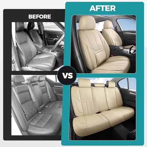 Universal Car Seat Covers for SUVs Sedans Trucks Beige (5 Count)