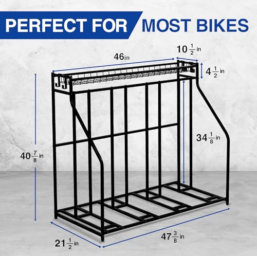 4-Bike Stand, Bike Storage Rack, Bicycle Floor Rack for Garage Organizer, Indoor Sporting Gear Storage Station