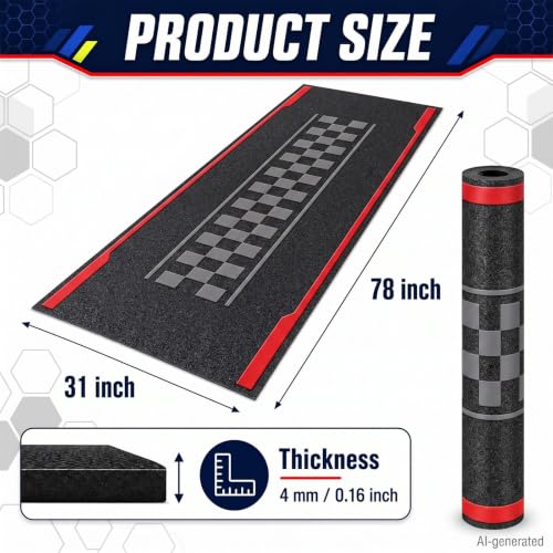 Motorcycle Mat Garage Floor Rug Washable Parking Mats for Garage Floors Non Slip Oil Absorbent Pad Rubber Backing Layer Protects Floor